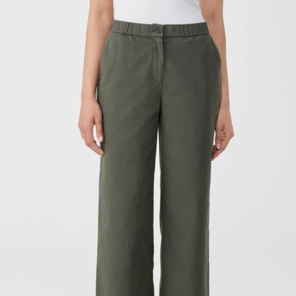 NEW Cotton Hemp Stretch Wide-Leg Pant Easy Fit, Ankle Length size S - Picture 2 of 8